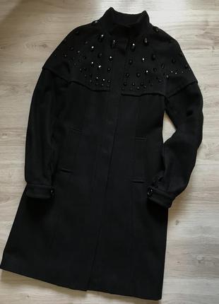 Кашемировое модельное чёрное пальто eleni viare р. s2 фото