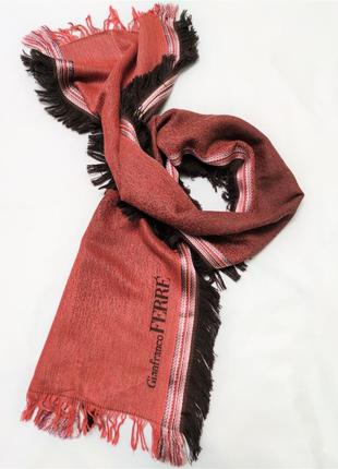 Винтажный шерстяной шелковый шарф тесьма бахрома gianfranco ferre /7739/