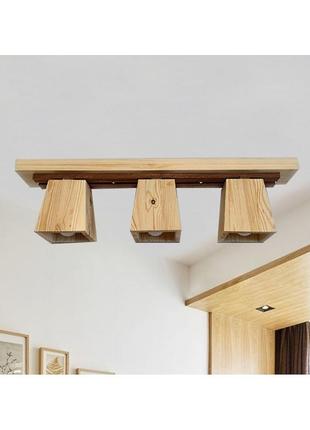 Люстра из дерева лофт в спальню на кухню в зал. светильник потолочный