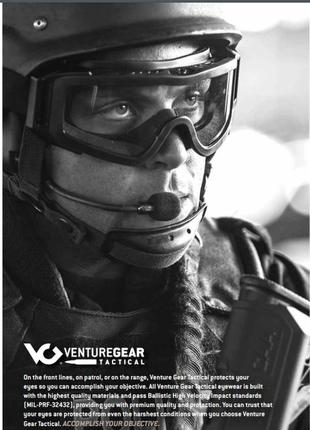 Очки защитные с уплотнителем venture gear tactical loadout (clear) h2max anti-fog, прозрачные7 фото