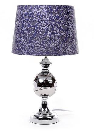 Лампа настільна 51см з металевою основою, скляним декором та тканинним абажуром. товар від вироб sale 2023 !
