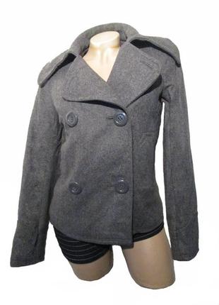 Пальто жіноче бренд h&amp;m р-р 34 xxs-xs жакет демісезон стік шерсть сірий п2