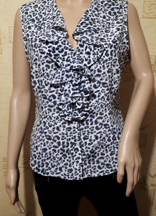 Блузка футболка леопардовый принт с воланом1 фото