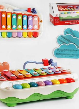 Дитячий ксилофон стукалка, піаніно, пальчиковий лабіринт, іграшка мульти куб, зелений колір