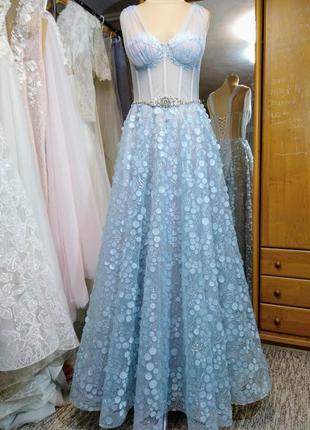 Выпускное  платье, сукня вечірня голубое свадебное платье