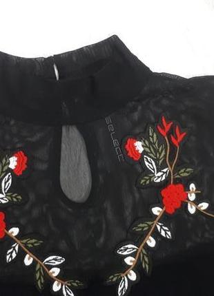 Боди select/боди с вышивкой/боди с сеточкой. черное классическое боди