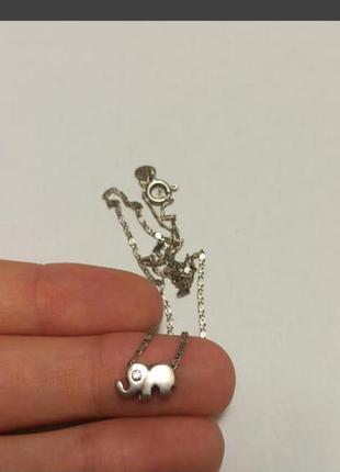 Подвеска, кулон серебряный, слон, слоник женский, колье