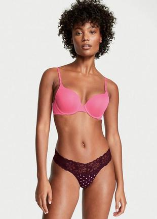 Трусики бордовые хлопковые стринги оригинал victoria’s secret