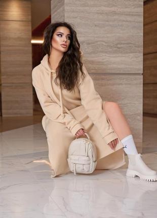 Теплое длинное платье горчица беж и хаки