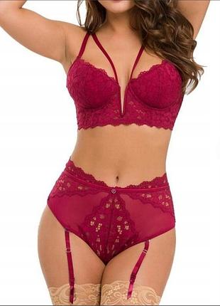 Шикарный сексуальный кружевной комплект белья с открытым доступом love&honey размер м 🌺