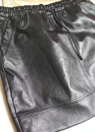Очень стильная кожаная юбка с карманами, flame, p. 10-148 фото