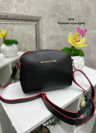 Женская сумка экокожа черная с красным краем женская экокожа черная с красочным краем логтип мк