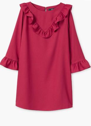Красное платье с воланом mango, размер s