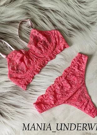 Рожевий комплект з м'якої мережива від mania_underwear