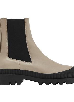 Ботінки massimo dutti черевики бежево чорні бежеві шкіра світлі