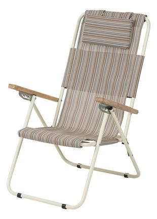 Кресло-шезлонг для дачи и отдыха на природе "ясень" d20 мм (текстилен бежевая полоса)
