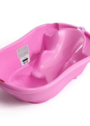 Ванночка дитяча з анатомічною гіркою і термодатчиком ok baby onda, колір малиновий (38236640)