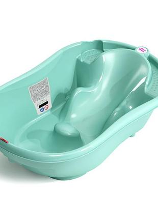 Ванночка дитяча з анатомічною гіркою і термодатчиком ok baby onda, колір бірюзовий (38231500)
