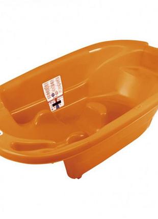 Ванночка дитяча з анатомічною гіркою і термодатчиком ok baby onda, колір оранжевий (38234540)