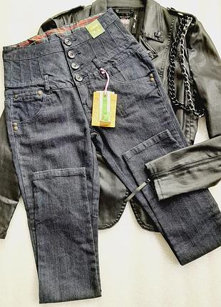 Джинсы скинни с высоким поясом корсетным