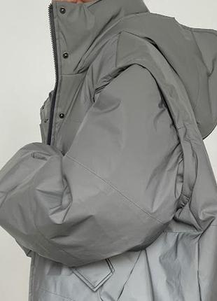 Дутая куртка жилетка трансформер с капюшоном светоотражающие8 фото