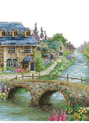 Набор для вышивки крестом деревенский пейзаж. размер: 42*20.5 см