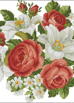 Набір для вишивання хрестиком троянди старовинна вишивка. розмір: 20,5*20,5 см