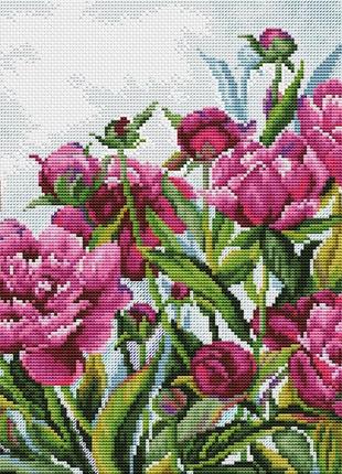 Набір для вишивання хрестиком півонії. розмір: 30*24 см