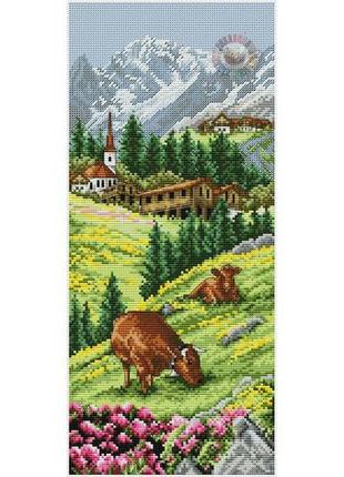 Набір для вишивання хрестиком альпійський пейзаж. розмір: 14*32 см