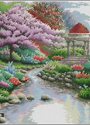Набор для вышивки крестиком. размер: 44*31 см беседка в райском саду