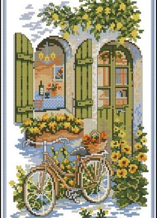 Набор для вышивки крестиком. размер: 16*22 см велосипед у окна