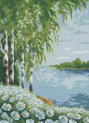 Набор для вышивки крестом берёзовая роща. размер: 35*26 см