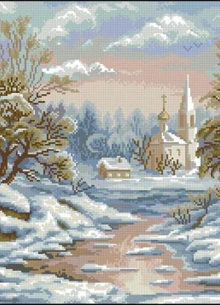 Набор для вышивки крестиком. размер: 30*27 см первые морозы
