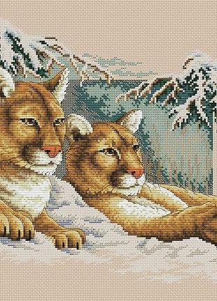 Набор для вышивания крестиком «snowy cougars» (снежные пумы)
