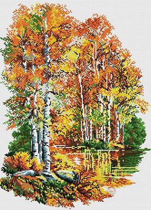 Набор для вышивки крестом золотая осень. размер: 28,5*36,5 см