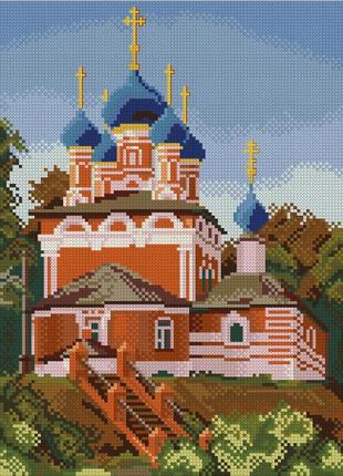 Набір для вишивання хрестиком храм на початку весни. розмір: 17,5*23,8 см