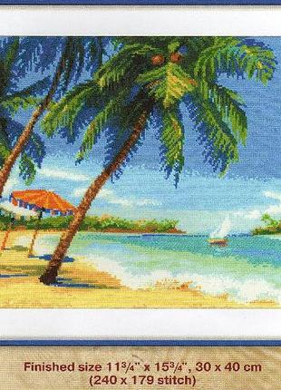 Набор для вышивки крестом берег лазурного моря. размер: 38*28,6 см