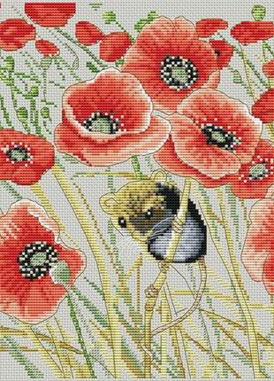 Набір для вишивання хрестиком маки. розмір: 22*22 см