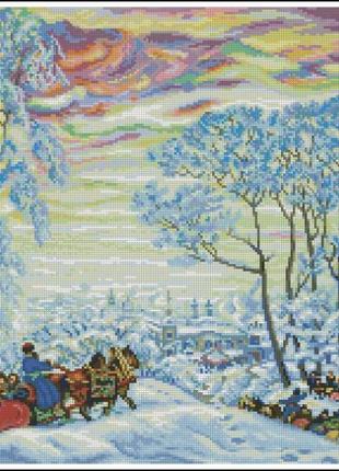 Набір для вишивки хрестиком. розмір: 34*30 см зимовий день