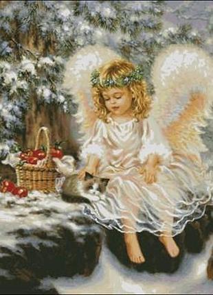 Набор для вышивки крестиком. размер: 60*60 см зимний ангелочек