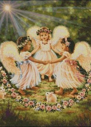 Набор для вышивки крестиком. размер: 60*50 см ангелы на рассвете