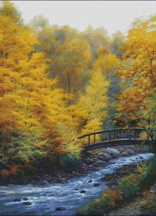 Набір для вишивки хрестиком. розмір: 53*66 см осіння ріка