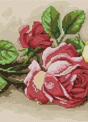 Набір для вишивання хрестиком троянди. розмір: 31*16,5 см