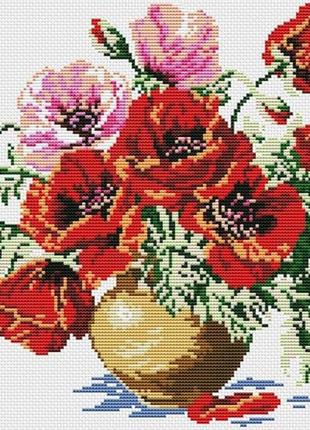 Набор для вышивания крестиком маки. размер: 29*21,6 см