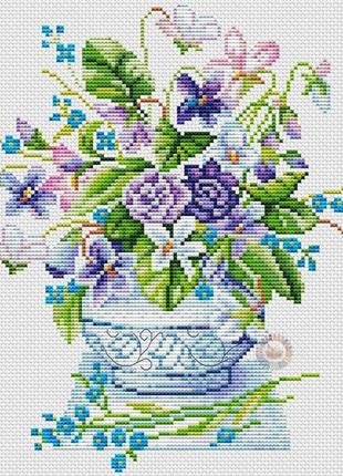 Набор для вышивания крестиком цветы в вазе. размер: 16*20 см