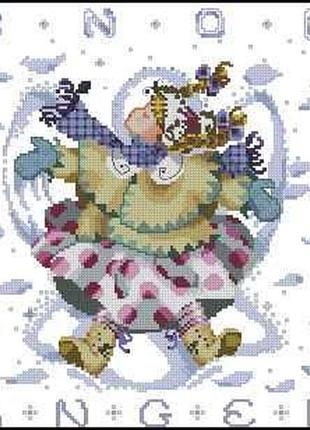 Набір для вишивки хрестиком. розмір:   20*23 см сніговий янгол дівчинка