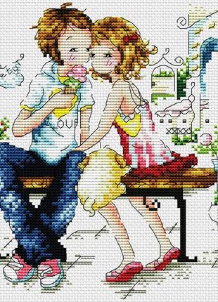 Набор для вышивания крестиком влюбленные. размер: 18*16,5 см