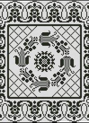 Набор для вышивки крестиком. размер: 40*40 см/21*21 см черно-белый орнамент