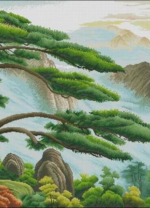 Набор для вышивки крестиком. размер: 98*50 см восточный пейзаж