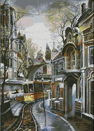 Набор для вышивки крестиком. размер: 27*39 см трамвайный путь